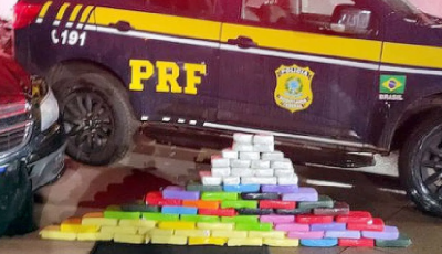 Condutor é detido pela PRF após tentar fugir com 64 kg de cocaína em carro