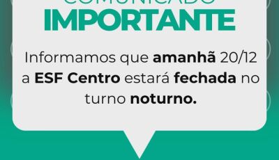  ESF Centro estará fechada na noite desta quarta-feira em Bonito