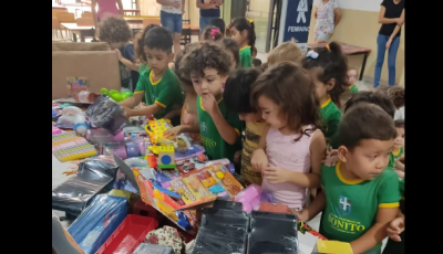  1ª Companhia Independente de PM realiza a entrega dos brinquedos de campanha em Bonito