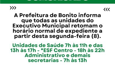 Unidades voltam a funcionar normalmente nesta segunda-feira em Bonito