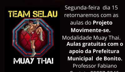 Aulas de Muay Thai do projeto Movimente-se retornam hoje em Bonito