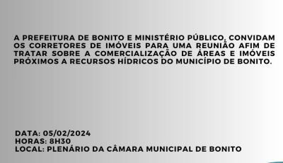 Bonito realiza reunião com Ministério Público para tratar sobre a comercialização de áreas e imóveis