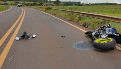 Jovem com moto de alta cilindrada bate em guard rail e morre em MS