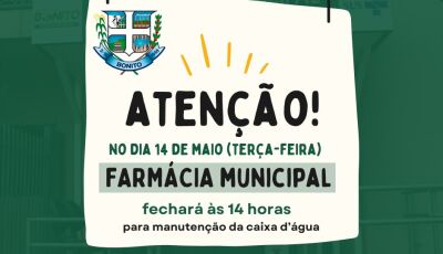 Farmácia Municipal fechará às 14 horas nesta terça-feira em Bonito