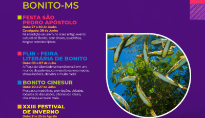 Bonito divulgou os principais eventos programados para a cidade até agosto