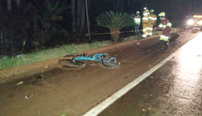 Ciclista e motorista morrem em grave acidente na BR-163