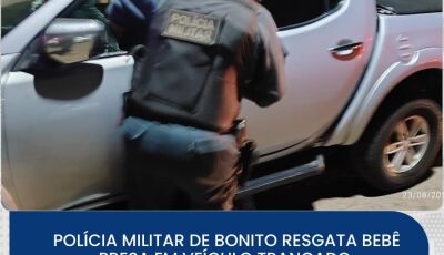 Polícia Militar de Bonito resgata bebê presa em veículo trancado