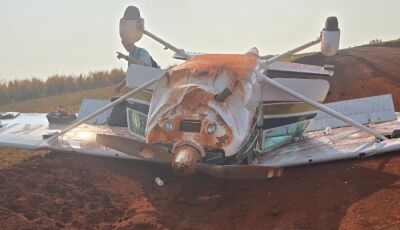 Avião capota durante pouso e dois ficam feridos em fazenda de MS