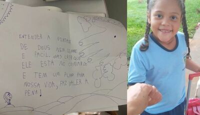 Família se emociona com desenho deixado por menina morta com picada de aranha em MS