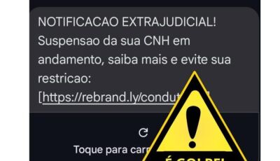 SMS com notificação extrajudicial de suspensão de CNH em nome do Detran-MS é golpe