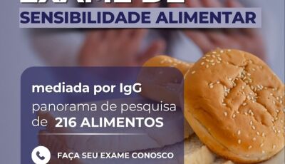 Exame de sensibilidade alimentar do Laboratório Bonito