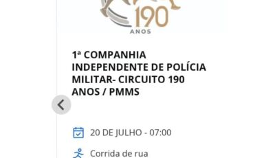 Bonito recebe circuito de corrida em comemoração aos 190 anos da PMMS