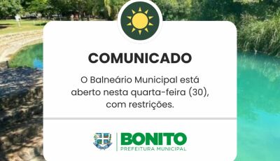Prefeitura reabre balneário municipal e pede atenção aos visitantes nesta quarta-feira 