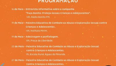 Confira a programação de Bonito para o Dia Nacional de Combate ao Abuso