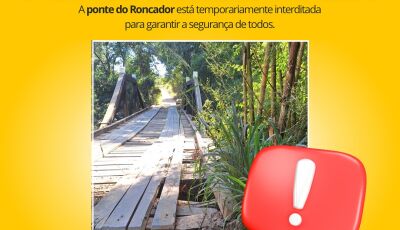 Ponte do Roncador é interditada temporariamente em Bonito