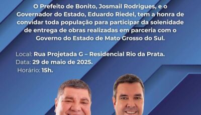 Entrega de obras no  Rio da Prata acontece amanhã em Bonito