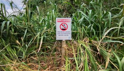 Prefeitura de Bonito instala placas contra o descarte irregular de lixo
