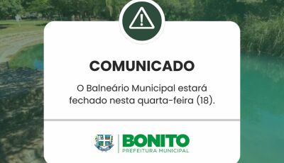 Balneário Municipal estará fechado nesta quarta-feira em Bonito