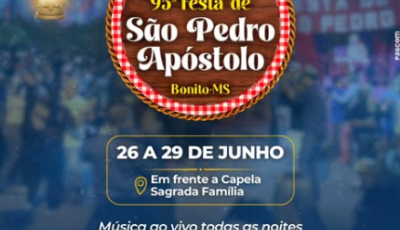 Bonito se prepara para a 95ª Festa de São Pedro Apóstolo com programação religiosa e cultural