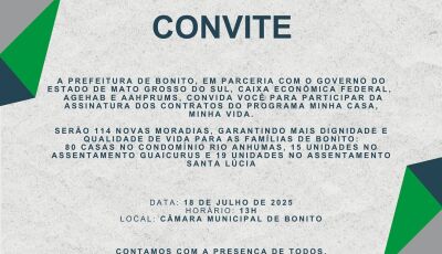 Bonito celebra assinatura de contratos do Minha Casa, Minha Vida com 114 novas moradias