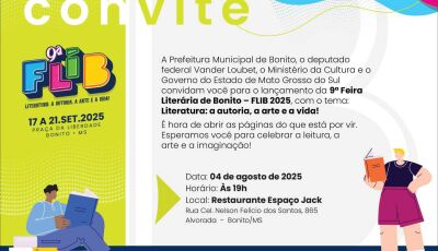 Bonito realiza lançamento oficial da FLIB  Feira Literária de Bonito nesta segunda-feira