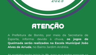 Devido à chuva, jogos de Queimada mudam de local em Bonito