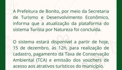 Atualização da plataforma do sistema Turista por Natureza foi concluída em Bonito