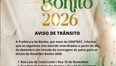 Prefeitura alerta para ruas interditadas para Réveillon Bonito 2026