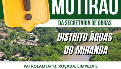Mutirão de limpeza será realizado distrito Águas do Miranda