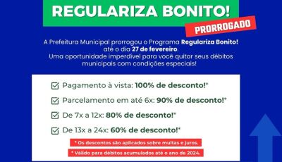 Prazo do Programa Regulariza Bonito foi prorrogado até 27 de fevereiro