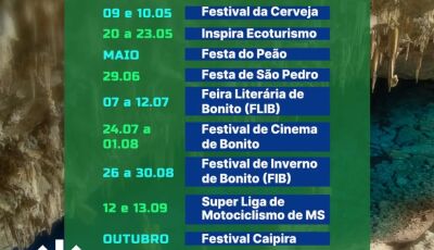 Confira os eventos que serão realizados em Bonito em 2026