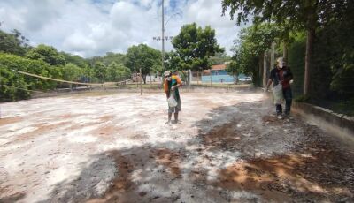 Quadras de areia da Cohab e do BNH estão passando por manutenção e controle de bactérias