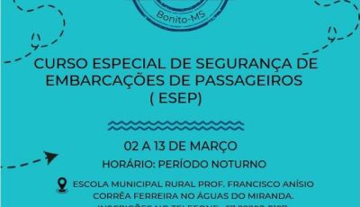 Bonito realiza realiza o Curso Especial de Segurança de Embarcações de Passageiros