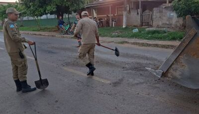Prefeitura faz alerta sobre trecho onde houve derramamento de óleo em rua de Bonito