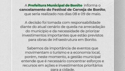 Festival de Cerveja de Bonito será cancelado 