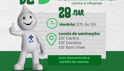  Dia D da Campanha Nacional de Vacinação contra a Influenza acontece dia 28 em Bonito