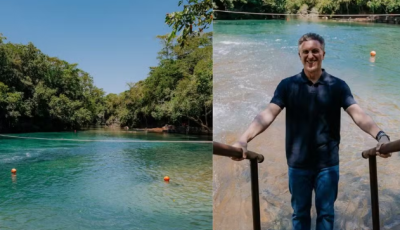 Luciano Huck desembarca em Bonito e elogia pontos turísticos da cidade