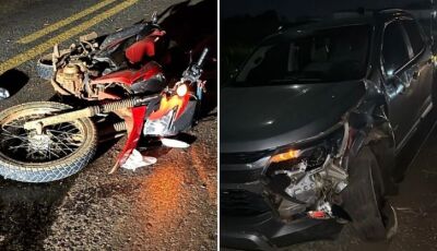 Motociclista tem perna dilacerada em grave acidente em MS