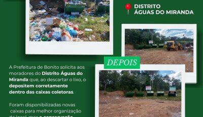 Prefeitura faz alerta  sobre descarte de lixo para  moradores do Distrito Águas do Miranda