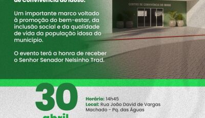 Lançamento da obra de construção do Centro de Convivência do Idoso acontece quinta-feira