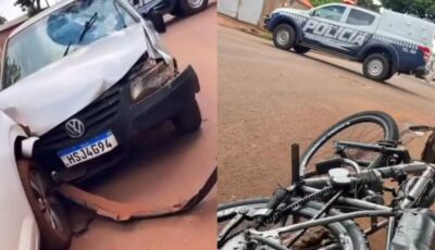 Adolescente em bicicleta motorizada é atropelado e fica ferido em MS