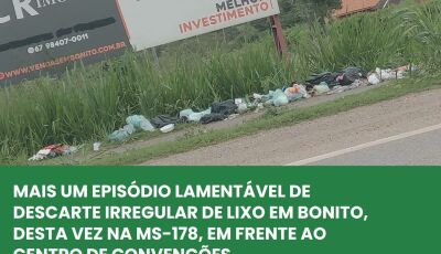 Prefeitura de Bonito manifesta seu repúdio com descarte de resíduos pela cidade