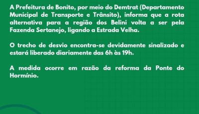 Desvio para balneários em Bonito passa a ter novo acesso durante reforma de ponte