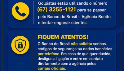 Prefeito de Bonito alerta população após tentativa de golpe por telefone