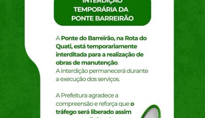 Ponte do Barreirão é interditada para obras de manutenção