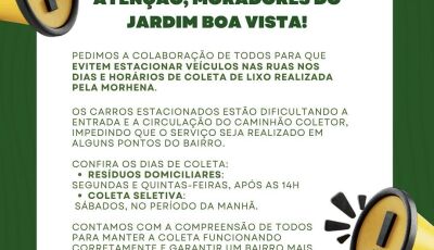 Carros mal estacionados impedem coleta de lixo no Jardim Boa Vista; prefeitura faz apelo aos morador