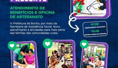 Prefeitura de Bonito leva atendimento, benefícios e oficina de artesanato ao Assentamento Guaicurus 
