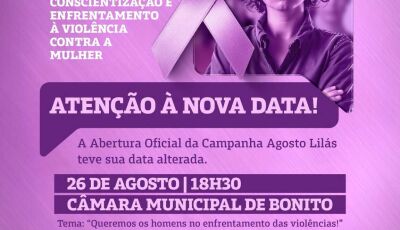Nova data: abertura do Agosto Lilás será realizada no dia 26 em Bonito