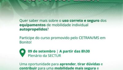 Bonito recebe curso sobre mobilidade individual autopropelida no dia 9 de setembro
