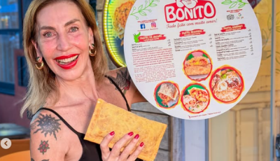 Dona do negócio e estrela dos vídeos: Veruska dá show de simpatia no Pastel Bonito